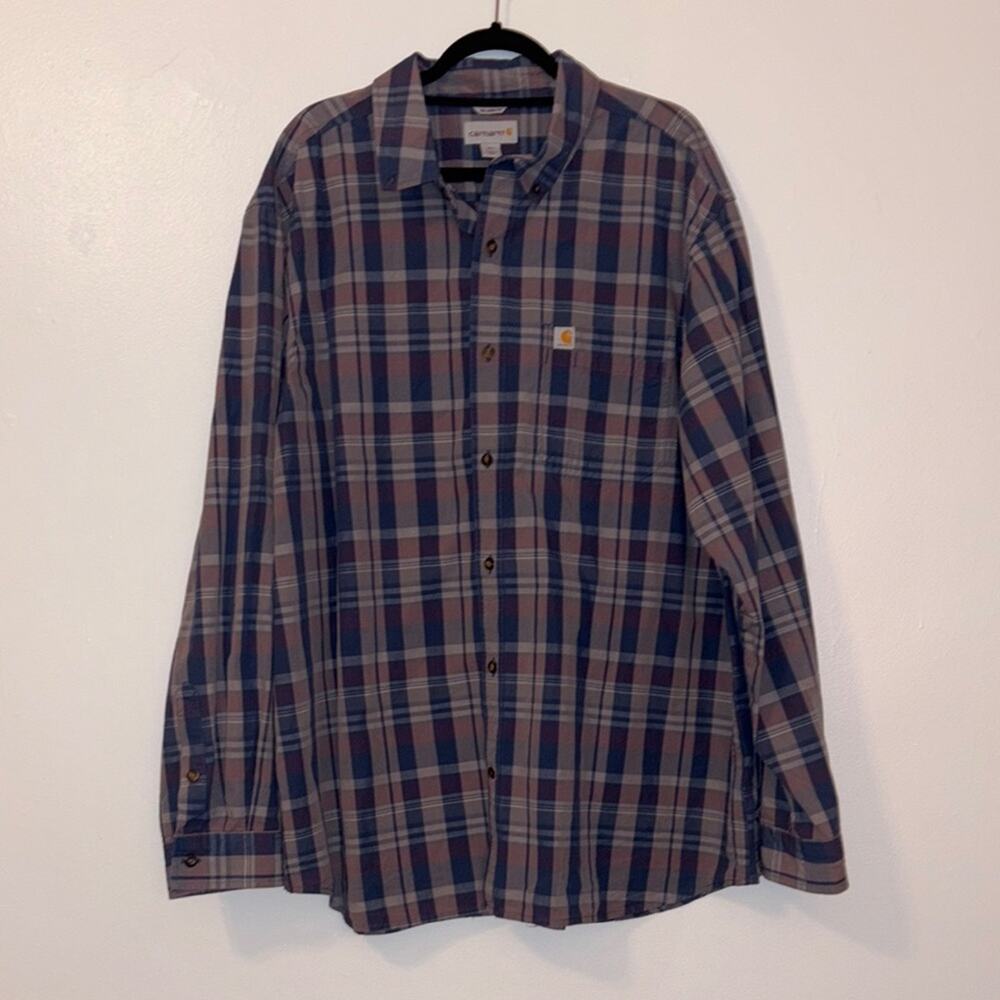 Carhartt Men's Blue Plaid Shirt XXL